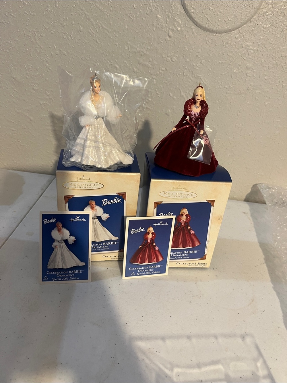Barbie Holiday Ornament Duo - White and Burgundy